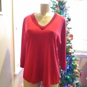 Jm Collection Pearl Embellished Sweater